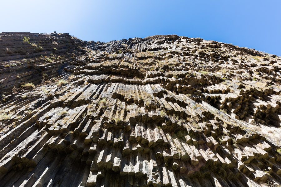 Caratteristici pilastri basaltici nella gola di Garni presso Garni