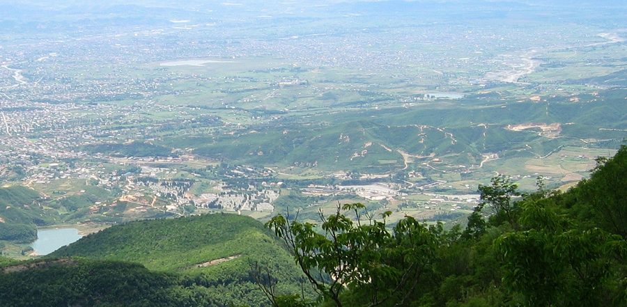 Panoramic view from Mount Dajti over Tirana and the surrounding plain.