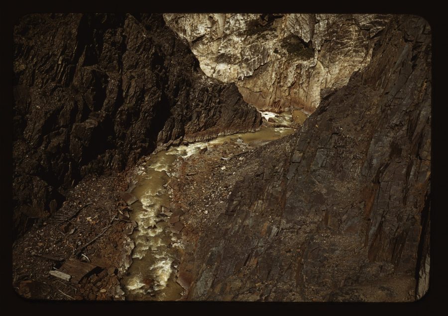 Rocks and stream along the Million Dollar Highway in Ouray County, Colorado