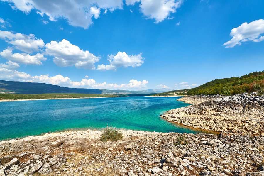 View of Lake Peruća of the Croatian Cetina River, seen from Titlića Draga.