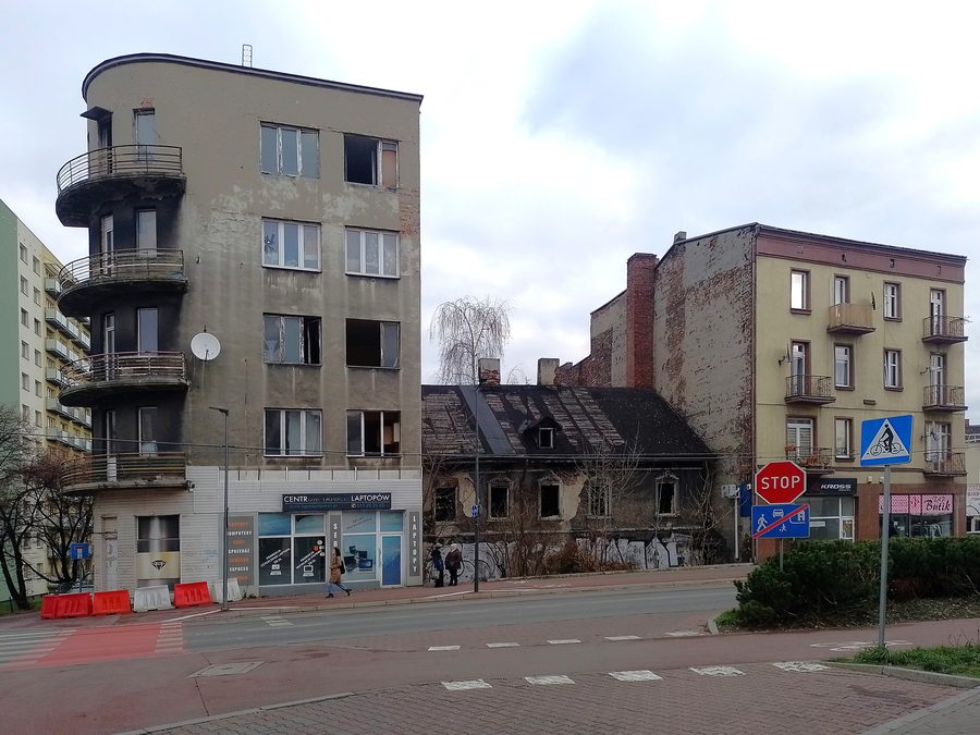 Historische Mietshäuser an der Małachowskiego-Straße in Sosnowiec, Polen