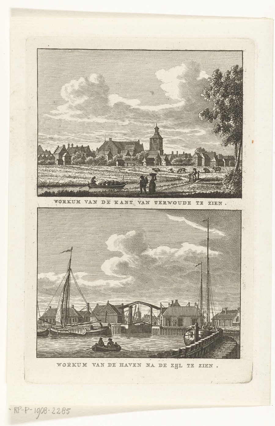 Historical view of Workum and its harbour