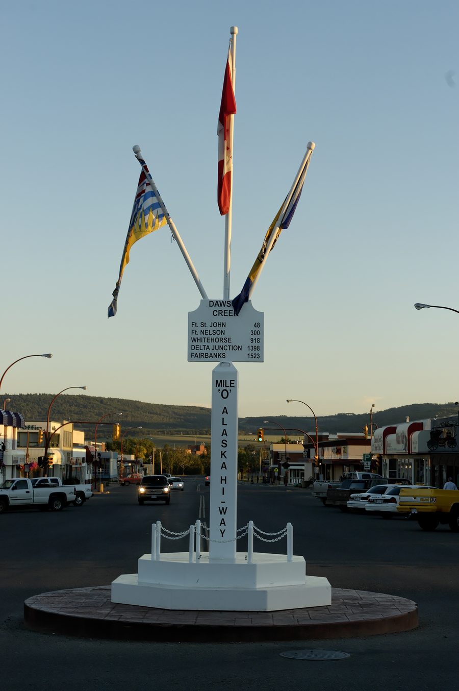 The Mile 0 Post of the Alaska Highway in Dawson Creek.