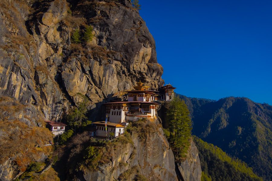 Tiger’s Nest monastery perched on a cliff above Paro Valley.
