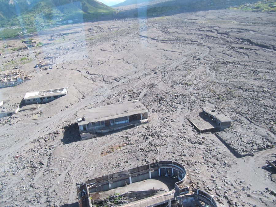 Ruins and remains of Plymouth, Montserrat’s buried former capital.
