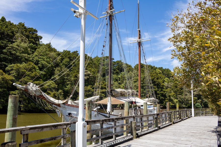 Scow museale Jane Gifford ormeggiato a Warkworth