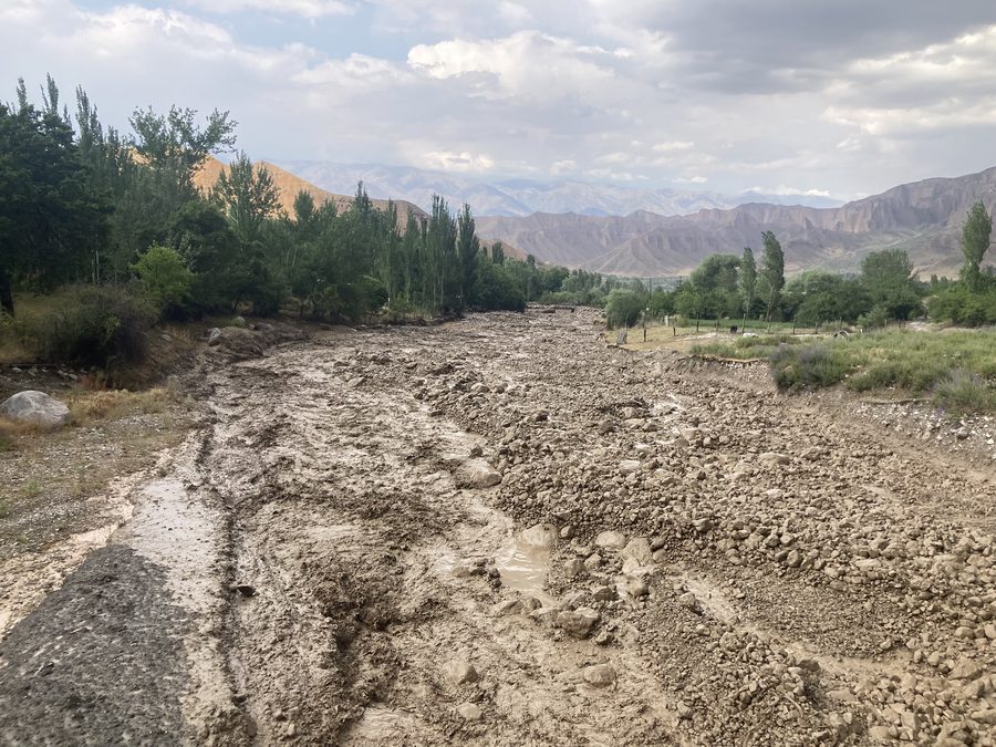 River landscape near Panjakent in Sughd, Tajikistan, looking north