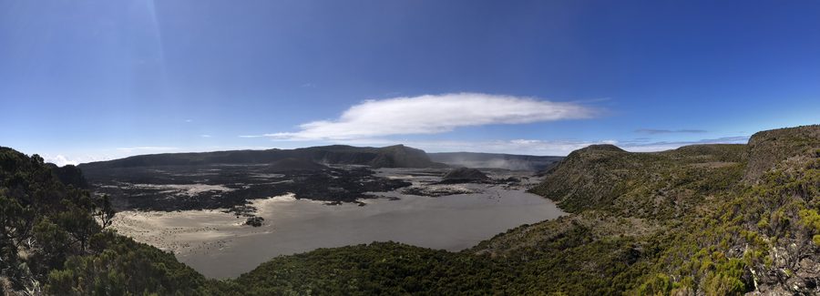 View into the crater caldera of Karthala volcano on Grande Comore.