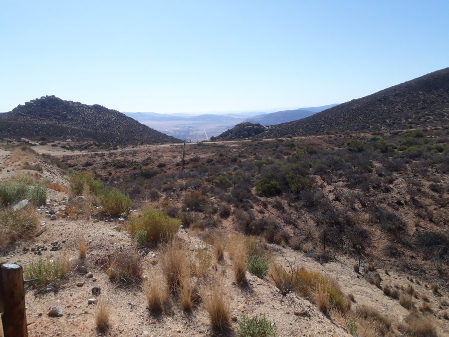 Vista lungo una strada che si estende verso ovest in Sudafrica.