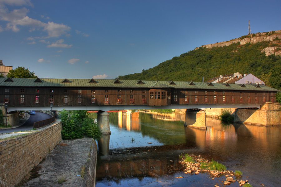 The Covered Bridge in Lovech spanning the Osam River.