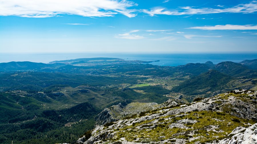 View from Puig de Galatzó toward Es Capdellà and Ensenada de Santa Ponça