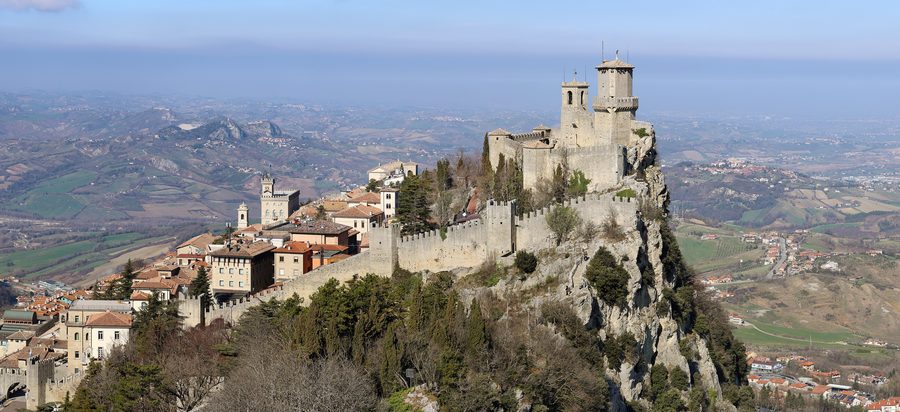 Festung Guaita auf dem Monte Titano in San Marino, von der Cesta aus gesehen