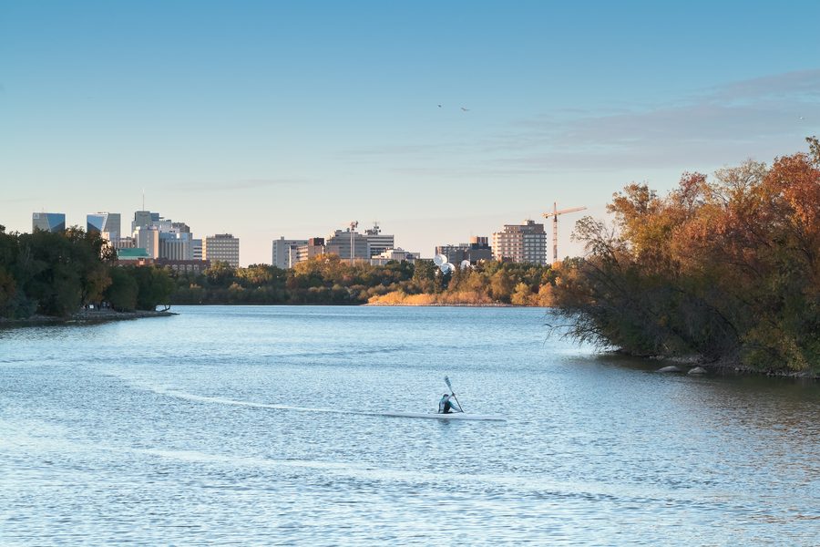 Skyline di Regina dal Wascana Park