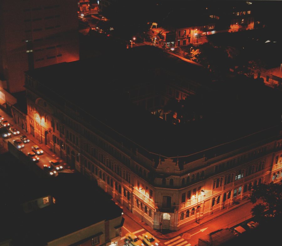 Night view of downtown Cali illuminated after dark.