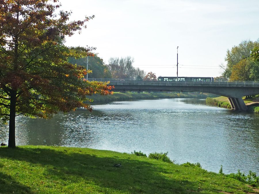 The Elbe and Orlice rivers meet beside Jirásek Park in Hradec Králové.