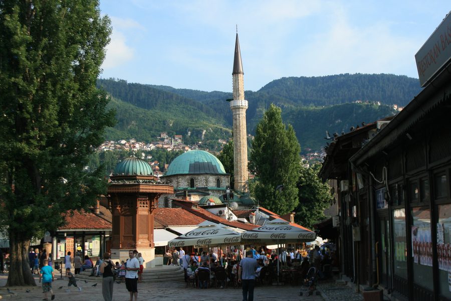 Baščaršija, the historic bazaar in Sarajevo.