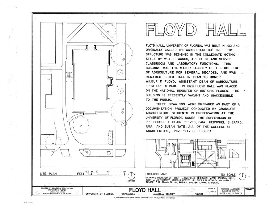 Università della Florida, Floyd Hall, Gainesville, contea di Alachua, Florida