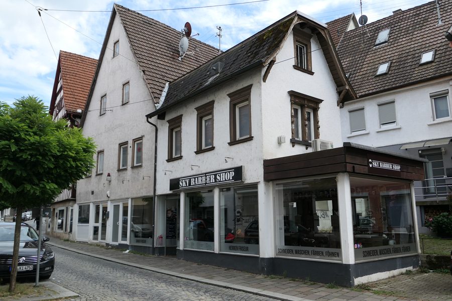 Historische Fachwerk- und Wohnhäuser an der Neckarsteige in Nürtingen
