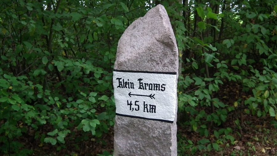 Wegweiserstein am Waldrand außerhalb von Göhlen im Amt Ludwigslust-Land