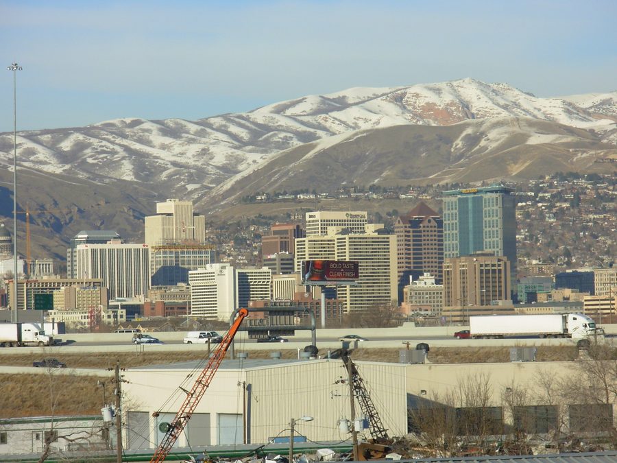 Salt Lake City mit Bergen im Hintergrund