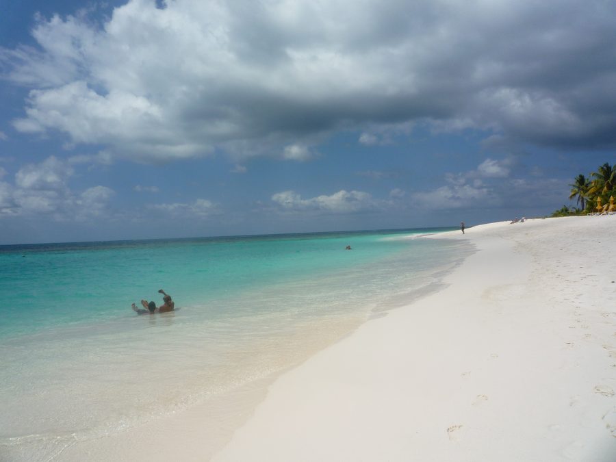 Wide white-sand beach and turquoise water at Shoal Bay East, Anguilla.