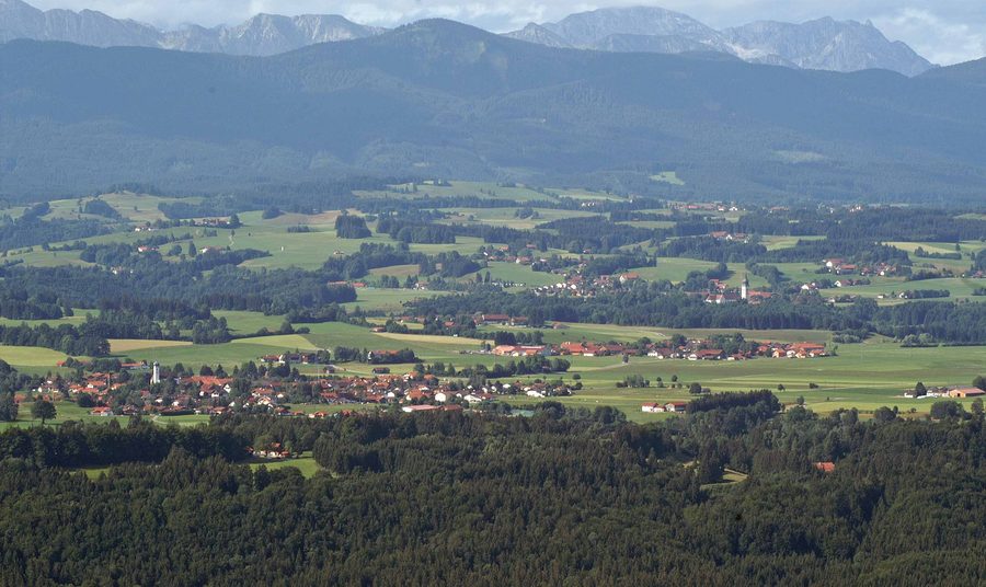 Böbing e Rottenbuch visti dall'Hohen Peißenberg