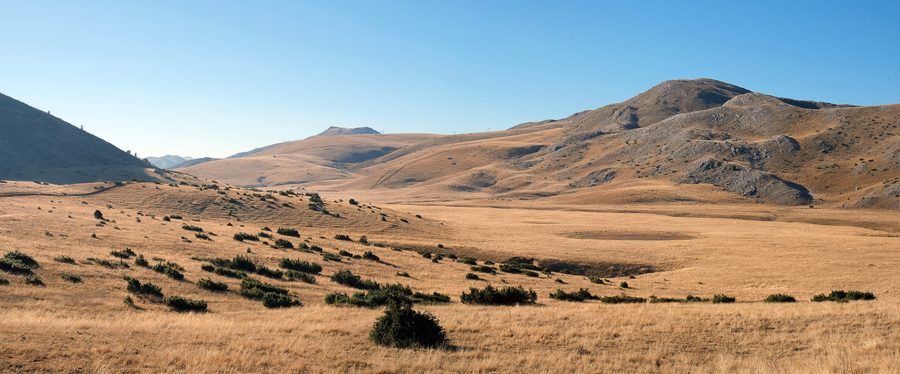 Mountain view in Mavrovo National Park, North Macedonia.