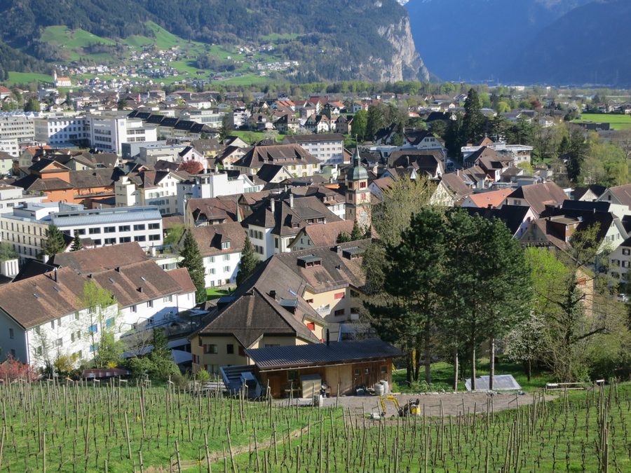 Ortskern von Altdorf im Kanton Uri, gesehen vom Kapuzinerkloster