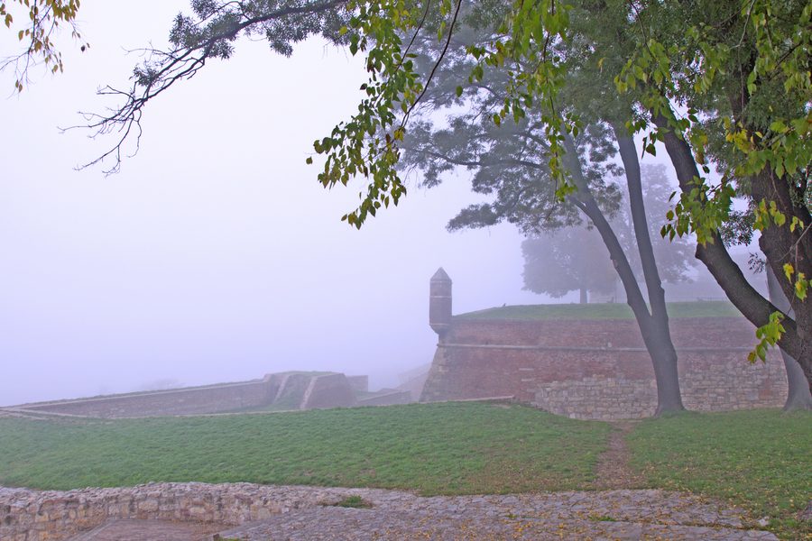Kalemegdan Fortress above the confluence of the Sava and Danube in Belgrade
