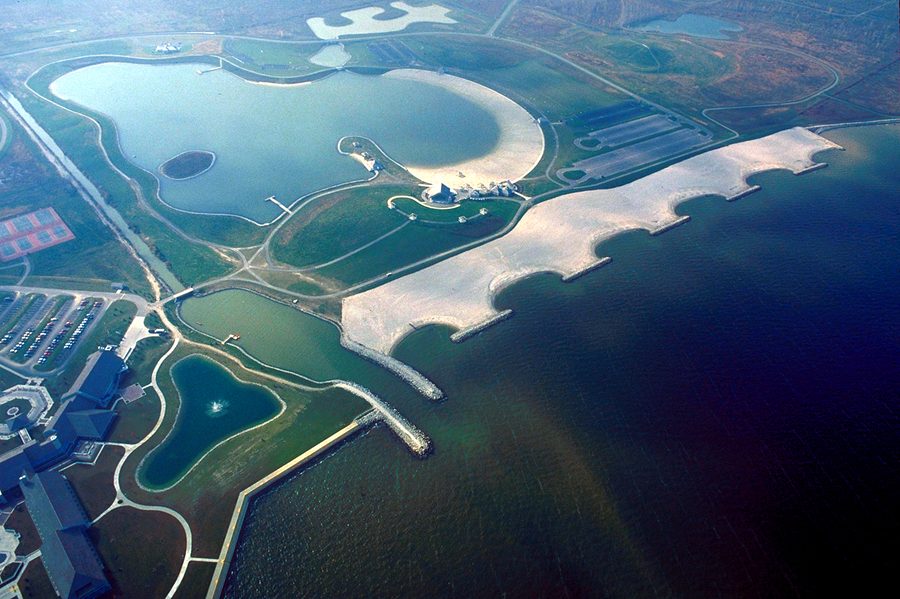 Veduta aerea del Maumee Bay State Park sul lago Erie vicino a Toledo, Ohio