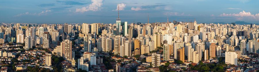 Aerial view of São Paulo’s skyline with dense high-rise buildings.