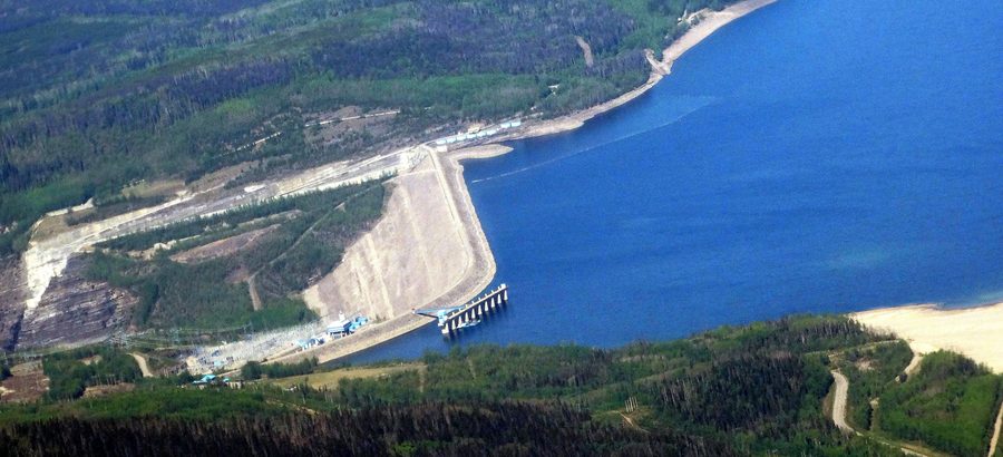 W.A.C. Bennett Dam and Williston Lake near Hudson's Hope.