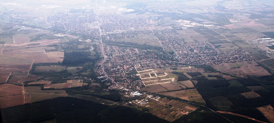 Veduta aerea di Kerepes nella contea di Pest in Ungheria