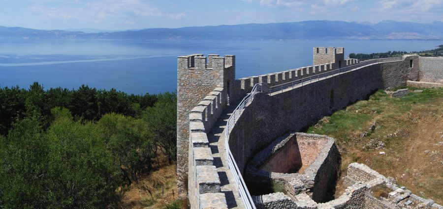Lake Ohrid beside Samuil's Fortress in Ohrid, North Macedonia.