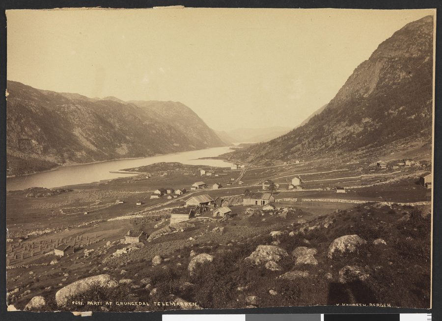 Historische Landschaftsansicht von Grungedal in Vinje, Telemark