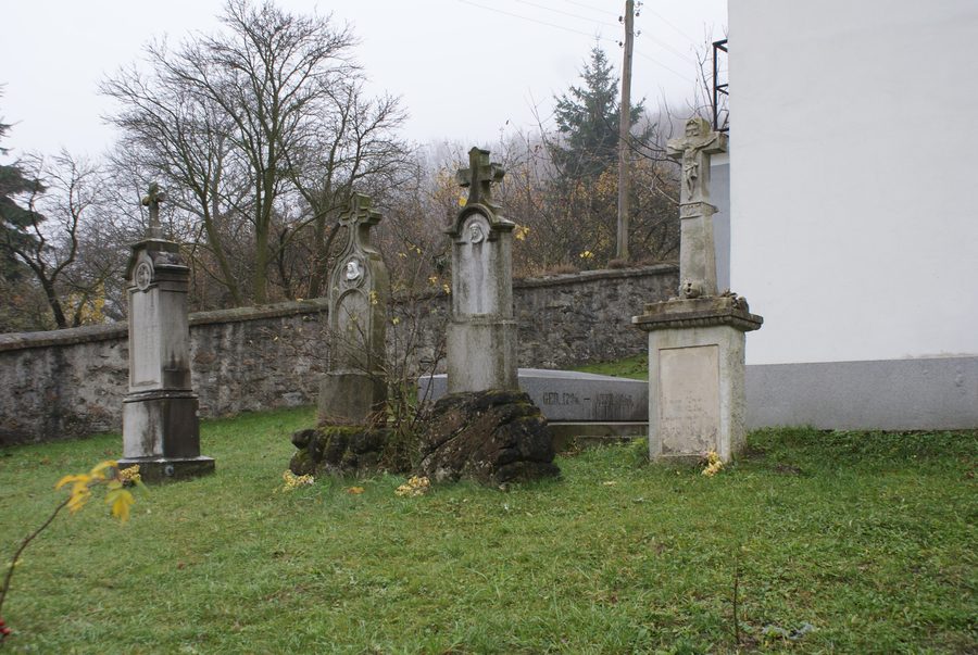 Gravestones at the Píla church cemetery in Pezinok District, Slovakia