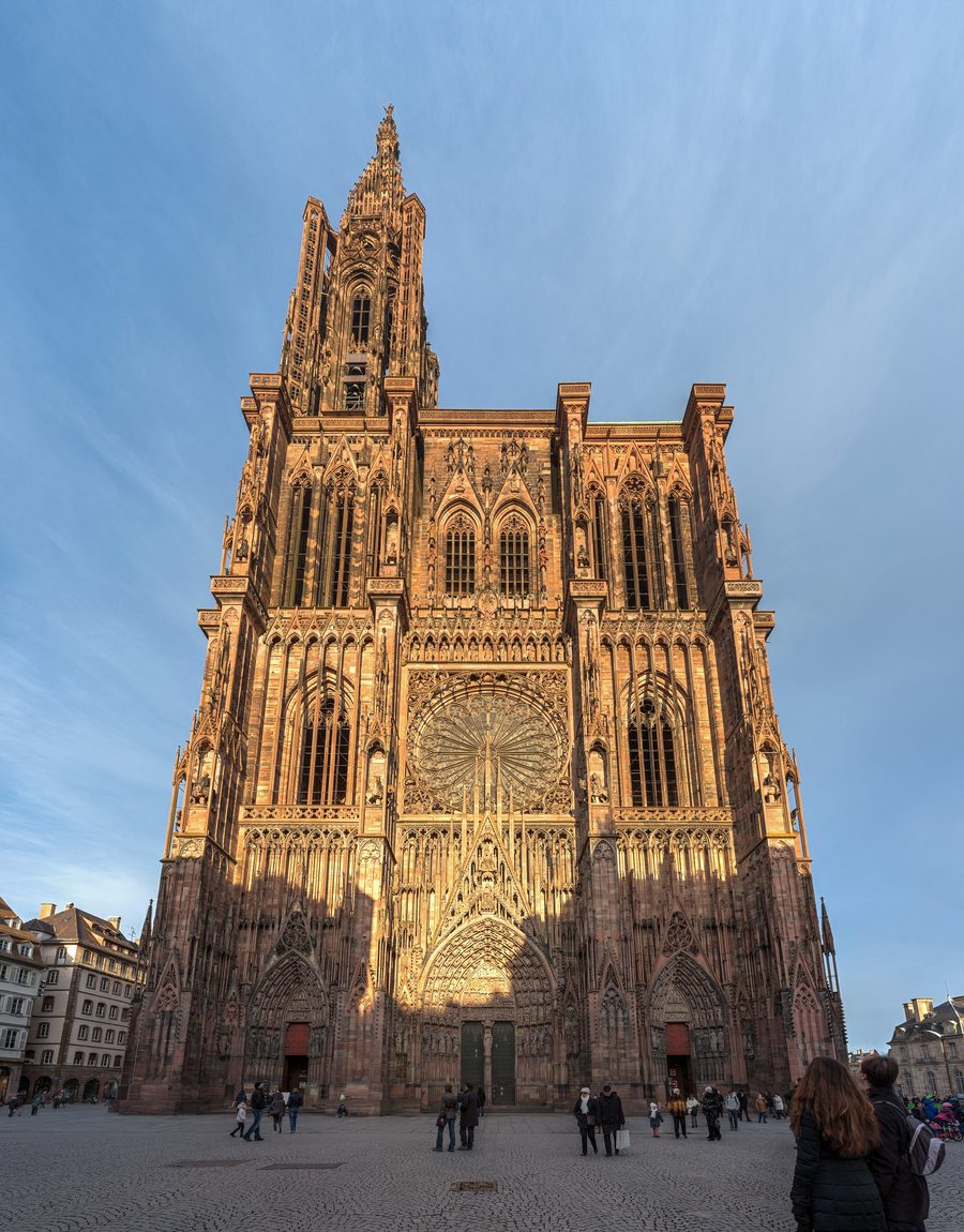 Strasbourg Cathedral seen from the west in Strasbourg, Alsace.