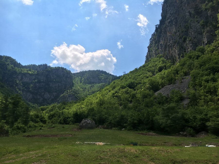 Tara river valley in Gornja Dobrilovina with the Sinjajevina mountains in the distance