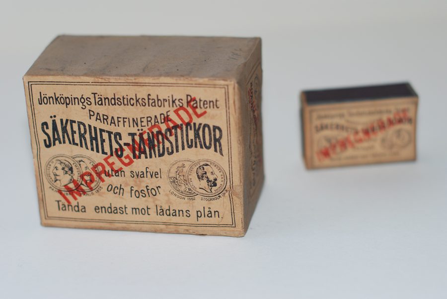 Prodotti storici di fiammiferi di Jönköping della Jönköpings Tändsticksfabrik.