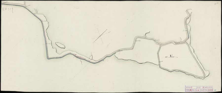 File:Situatietekening van de Nes, een buitenpoldertje gelegen aan den Waterlandsche zeedijk aan het begin van de Gouwzee, tevens die zeedijk vanaf paal no. 10 langs uitdam tot paal no. 22. Kleur. NL-HlmNHA 269 0229.JPG