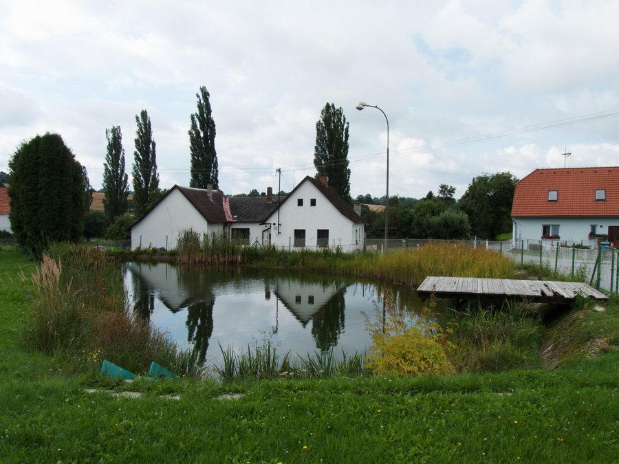 File:Pohnánec - obecní úřad přes rybník.jpg