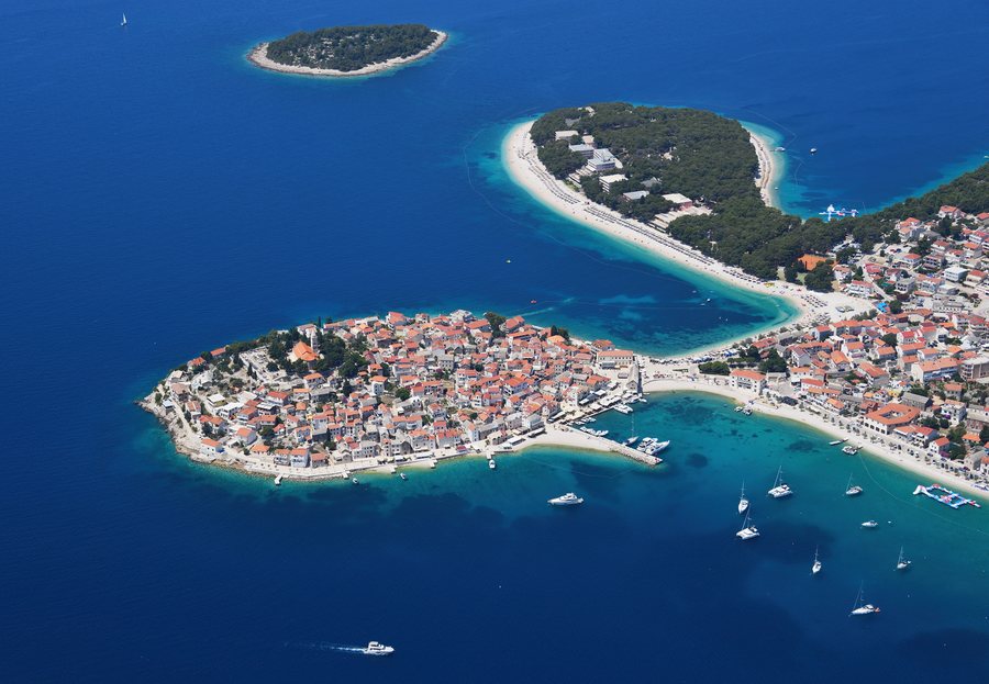 Aerial image of Primošten (view from the southeast)