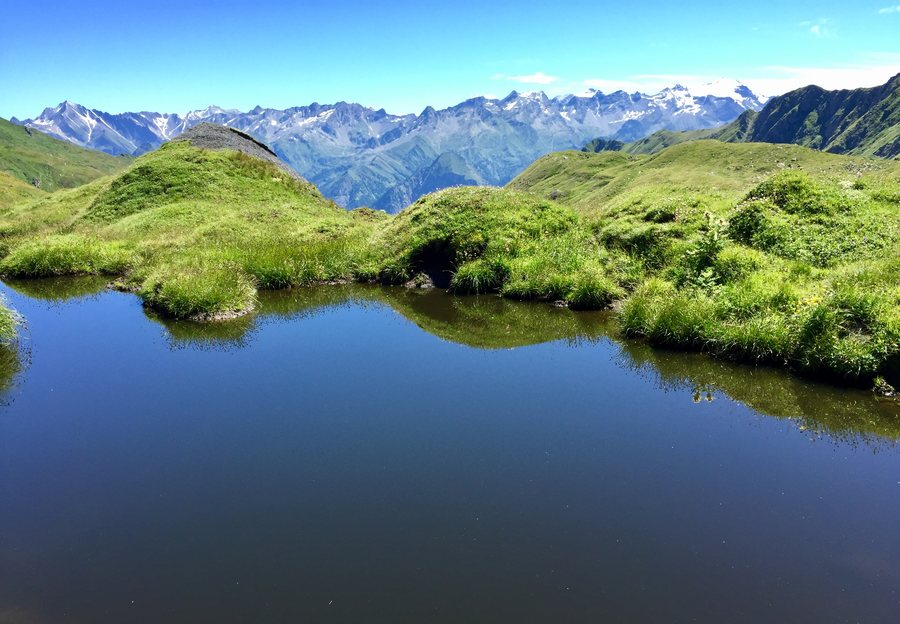 Mountain lake above Lago Luzzone near Campo Blenio