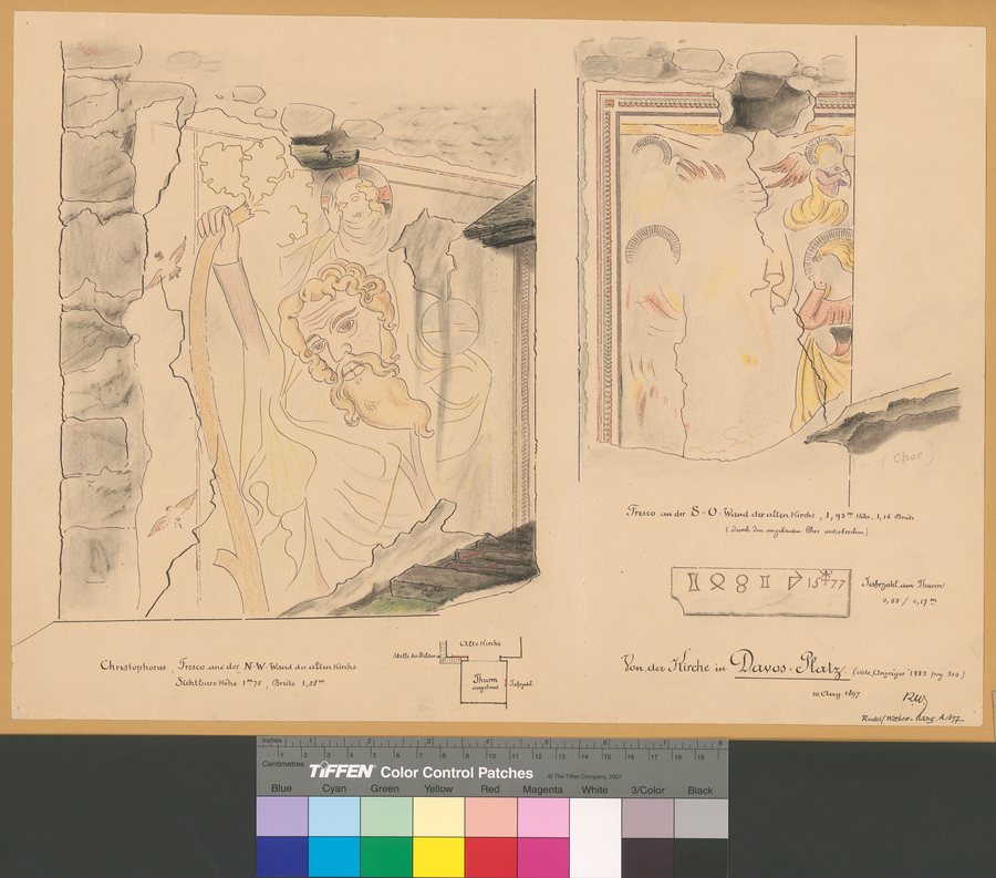 Historic wall paintings from St. Johann church in Davos