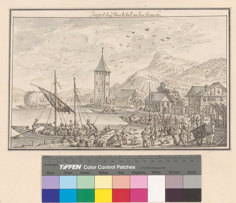 Hafen von Stansstad mit dem Schnitzturm